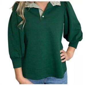 NWT Entro Women's Striped Collar Top M